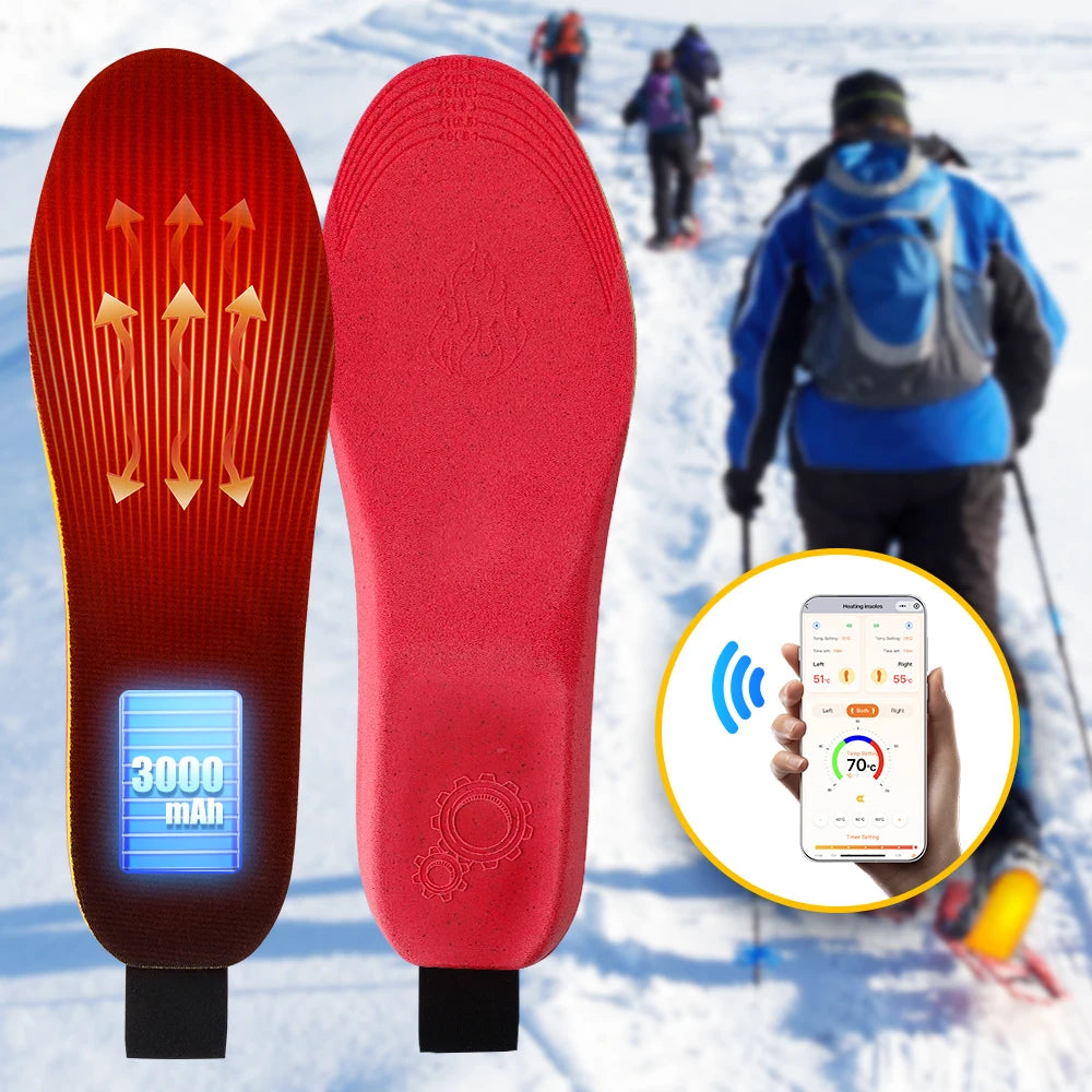 🔥 Warmora™ Rechargeable Heated Insoles: Mobile App Control - Individual Foot Control - Three Heat Modes - Small & Large Sizes - Shoes & Boots